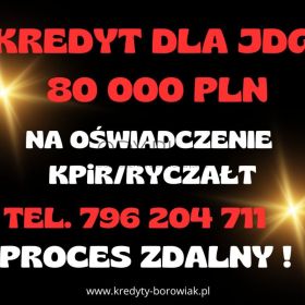 NOWOŚĆ! Kredyt dla FIRM 80 000 PLN na 96 mies. BARDZO DUŻA PRZYZNAWALNOŚĆ!