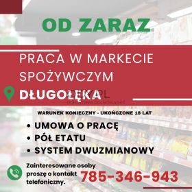 Praca w markecie, Dino Polska S.A. Długołęka 1/2 etatu