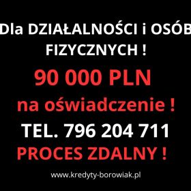 KREDYT DLA FIRM I OSÓB FIZYCZNYCH NA OŚWIADCZENIE DO 90 TYS.