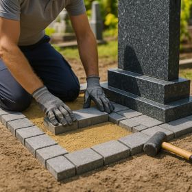 Ułożenie opaski na cmentarzu, tel. 504-746-203, z kostki wokół grobu, pomnika