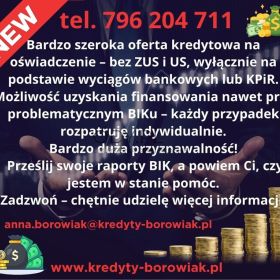 KREDYT DLA FIRM I OSÓB FIZYCZNYCH. DUŻA PRZYZNAWALNOŚĆ I SZEROKA OFERTA!